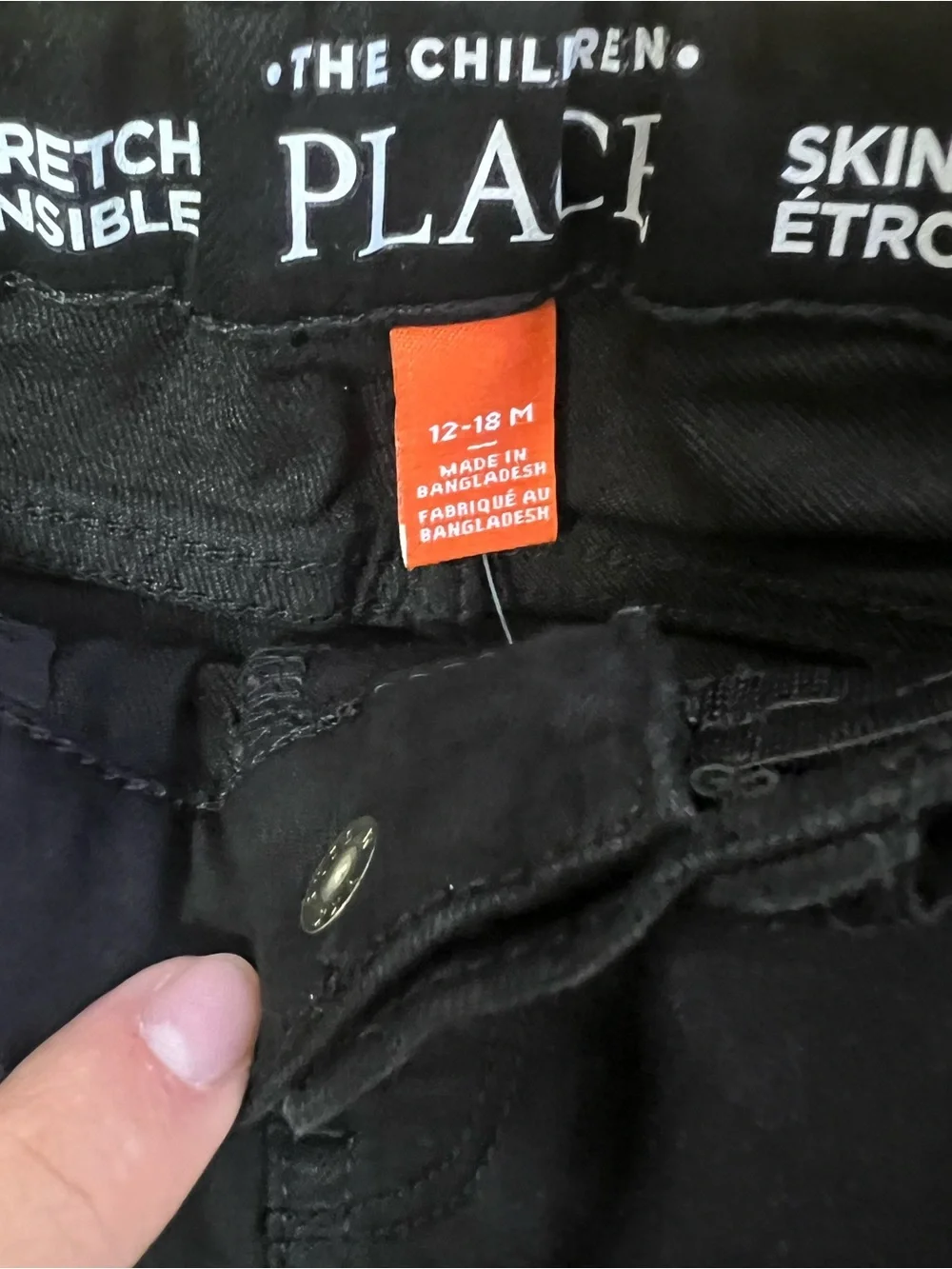 NEW The children’s place toddler black jeans size: 12-18 months